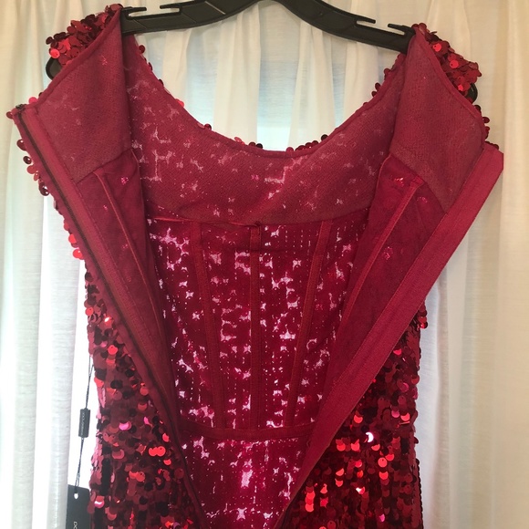 Dolce & Gabbana Fuchsia Sequin Off the Shoulder Dress NWOT MSRP $3495 IT38/US2 - Picture 10 of 12